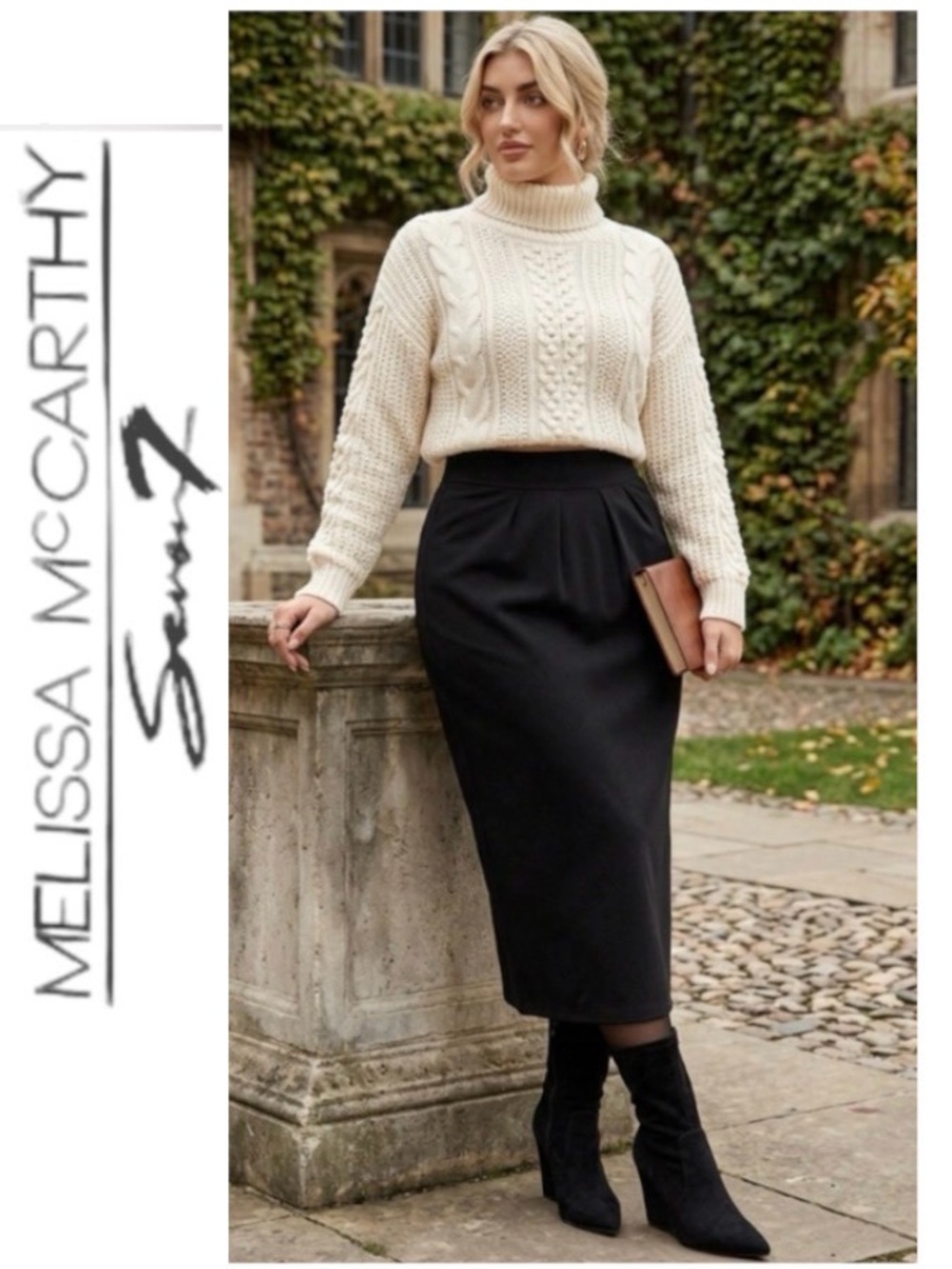 4X Melissa McCarthy Black Ponte Pencil Skirt